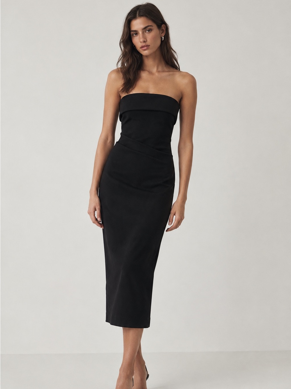 Aritzia Babaton Full length black crepe dress, size XS